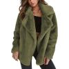 image:imageCHARTOU Women Winter Faux Fur Coat Fuzzy Sherpa Fleece Jacket Open Front Teddy Bear Coat Overcoat XXLargeArmy green