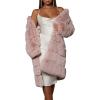 image:imageCHARTOU Women Winter Furry Faux Fur Coat Long Puffer Jacket Long Sleeve Open Front Cardigan OvercoatPink