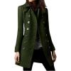 image:imageCHARTOU Women Winter Slim Double Breasted Wool Coat Jacket Peacoat Woolen Overcoat Blazers Mid Long Trench CoatArmy Green