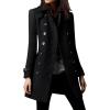 image:imageCHARTOU Women Winter Slim Double Breasted Wool Coat Jacket Peacoat Woolen Overcoat Blazers Mid Long Trench CoatBlack