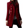 image:imageCHARTOU Women Winter Slim Double Breasted Wool Coat Jacket Peacoat Woolen Overcoat Blazers Mid Long Trench CoatRed