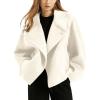 image:imageCHARTOU Women Wool Blend Crop Pea Coat Winter Casual Loose Notched Lapel Short Jacket OutwearWhite