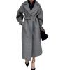 image:imageCHARTOU Women Wool Blend Long Pea Coat Winter Oversized Notch Lapel Warm Trench Overcoat with BeltGrey