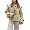 image:imageCHARTOU Women Wool Cropped Jacket Coat Oversized Fall Winter Sailor Collar Single Breasted Short Outwear OvercoatLight Yellow
