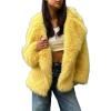image:imageCHARTOU Womens 2025 Faux Fur Coat Fall Lapel Fur Jacket Thick Shaggy Parka Trench Overcoat Winter OutwearYellow