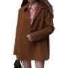 image:imageCHARTOU Womens Casual Business Winter Pea Coat Wool Jacket Single Breasted Midi Long Trench OvercoatBrown