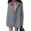 image:imageCHARTOU Womens Casual Business Winter Pea Coat Wool Jacket Single Breasted Midi Long Trench OvercoatGrey
