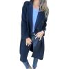 image:imageCHARTOU Womens DoubleBreasted Long Trench Pea Coat Woolen Notch Collar Tweed Jacket Overcoat with PocketsBlack