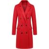 image:imageCHARTOU Womens Elegant Tailored Collar DoubleBreasted Woolen Midi Long OvercoatRed