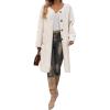 image:imageCHARTOU Womens Fall Winter Button Down Trench Pea Coat Faux Fur Casual Fleece Jacket Pocketed Long OvercoatApricot