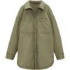 image:imageCHARTOU Womens Insulated Padded Quilted Button Down Shirt Jacket Overcoat with PocketArmy Green