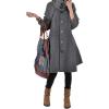 image:imageCHARTOU Womens Raglan KnitSleeve Wool Blend Button Front Trench Coat Peacoat OvercoatGrey