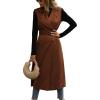 image:imageCHARTOU Womens Sleeveless Trench Coat Notch Lapel DoubleBreasted Long Overcoat VestBrown