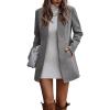 image:imageCHARTOU Womens Winter Mid Long Tweed Trench Coat Slim Cinched Waist Peacoat Notched Lapel Overcoat FallGrey