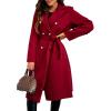 image:imageCHARTOU Womens Winter Wool Long Pea Coat Notch Lapel Double Breasted Classy Tweed Overcoat with BeltRed