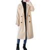 image:imageCHARTOU Womens Wool Blend Trench Coat Notched Lapel Double Breasted Wrap Overcoat with BeltApricot