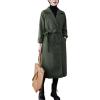 image:imageCHARTOU Womens Wool Blend Trench Coat Notched Lapel Double Breasted Wrap Overcoat with BeltArmy Green