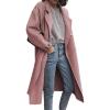 image:imageCHARTOU Womens Woolen Overcoat Notched Lapel Double Breasted Oversized Wool Blend Trench CoatPink