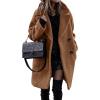 image:imageFuzzy Sherpa Fleece Jacket Women Winter Coat Lapel Warm Trench Coat Teddy Button Down Sherpa CoatCaramel