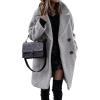 image:imageFuzzy Sherpa Fleece Jacket Women Winter Coat Lapel Warm Trench Coat Teddy Button Down Sherpa CoatLight Grey