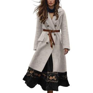 image:imageCHARTOU Long Wool Coat for Women Winter Elegant Double Breast Trench Pea Coat OvercoatsApricot