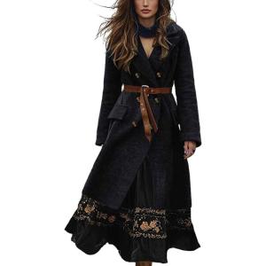 image:imageCHARTOU Long Wool Coat for Women Winter Elegant Double Breast Trench Pea Coat OvercoatsBlack