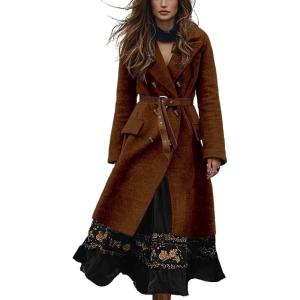 image:imageCHARTOU Long Wool Coat for Women Winter Elegant Double Breast Trench Pea Coat OvercoatsCaramel
