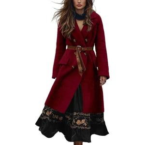 image:imageCHARTOU Long Wool Coat for Women Winter Elegant Double Breast Trench Pea Coat OvercoatsWine