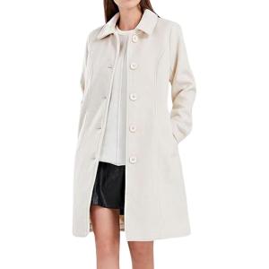 image:imageCHARTOU Slim Wool Coat for Women Trenchcoat Peacoat Woolen Trench Coat Long Winter Coat Single Breasted OvercoatOffwhite