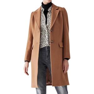 image:imageCHARTOU Women Elegant Wool Coat Tailored Long Blazer Wool Pea Trench Coat OvercoatCamel