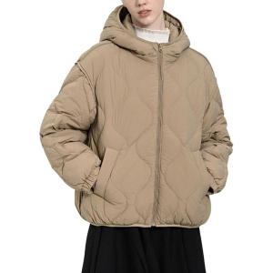 image:imageCHARTOU Women Warm Down Jacket Winter Parka Coat Thicken Puffer Jacket Quilted Hooded Full Zip Outdoor OvercoatKhaki