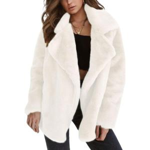 image:imageCHARTOU Women Winter Faux Fur Coat Fuzzy Sherpa Fleece Jacket Open Front Teddy Bear Coat Overcoat XXLargeWhite