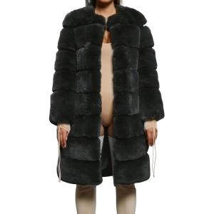 image:imageCHARTOU Women Winter Furry Faux Fur Coat Long Puffer Jacket Long Sleeve Open Front Cardigan OvercoatBlack