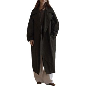 image:imageCHARTOU Womens Long Trench Coat Fall Notch Lapel Oversized Jacket Windproof Overcoat with PocketsArmy