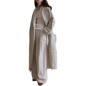 image:imageCHARTOU Womens Long Trench Coat Fall Notch Lapel Oversized Jacket Windproof Overcoat with PocketsBean Green