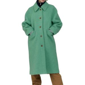 image:imageCHARTOU Womens Long Wool Coats Winter Thick Single Breasted Overcoat Back Slit Lapel Trench PeacoatEmerald Green