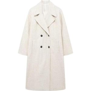 image:imageCHARTOU Womens Winter Double Breasted Tweed Pea Coat Trench Oversized Notch Lapel Long Jacket Overcoat WarmApricot