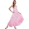image:imageCHARTOU Boho Halter Maxi Dress for Women Smocked Backless Summer Dress Beach Long Flowy Dress Ruffle SundressPink