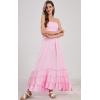 image:imageCHARTOU Boho Halter Maxi Dress for Women Smocked Backless Summer Dress Beach Long Flowy Dress Ruffle SundressPink