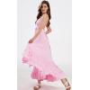 image:imageCHARTOU Boho Halter Maxi Dress for Women Smocked Backless Summer Dress Beach Long Flowy Dress Ruffle SundressPink