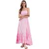 image:imageCHARTOU Boho Halter Maxi Dress for Women Smocked Backless Summer Dress Beach Long Flowy Dress Ruffle SundressPink