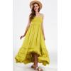 image:imageCHARTOU Boho Halter Maxi Dress for Women Smocked Backless Summer Dress Beach Long Flowy Dress Ruffle SundressYellow