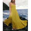 image:imageCHARTOU Boho Halter Maxi Dress for Women Smocked Backless Summer Dress Beach Long Flowy Dress Ruffle SundressYellow