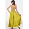 image:imageCHARTOU Boho Halter Maxi Dress for Women Smocked Backless Summer Dress Beach Long Flowy Dress Ruffle SundressYellow