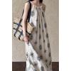 image:imageCHARTOU Boho Tribal Halter Dress for Women Cotton Linen Sleeveless Long Beach Dress with PocketsBeige