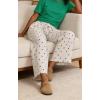 image:imageCHARTOU Cotton Linen Polka Dot Pants Summer Wide Leg Elastic Casual Cropped Palazzo Pj Pants with PocketsBeige
