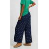 image:imageCHARTOU Cotton Linen Polka Dot Pants Summer Wide Leg Elastic Casual Cropped Palazzo Pj Pants with PocketsNavy