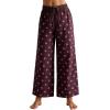 image:imageCHARTOU Cotton Linen Polka Dot Pants Summer Wide Leg Elastic Casual Cropped Palazzo Pj Pants with PocketsPurple