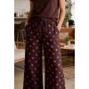 image:imageCHARTOU Cotton Linen Polka Dot Pants Summer Wide Leg Elastic Casual Cropped Palazzo Pj Pants with PocketsPurple