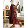 image:imageCHARTOU Cropped Cotton Linen Pants Women Floral Wide Leg Palazzo Pants Elastic Waist Beach TrousersBrown